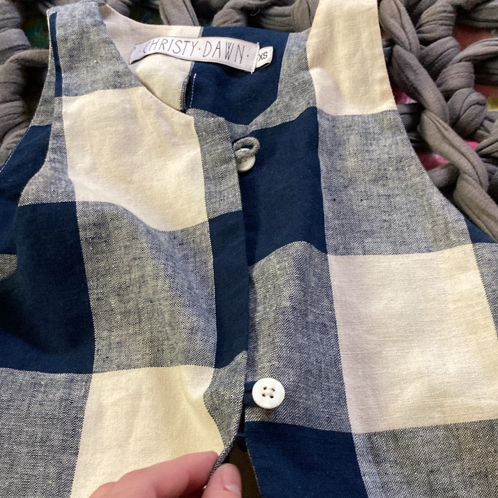 Christy Dawn Blue and White Gingham Halter Sundress - Picture 3 of 16